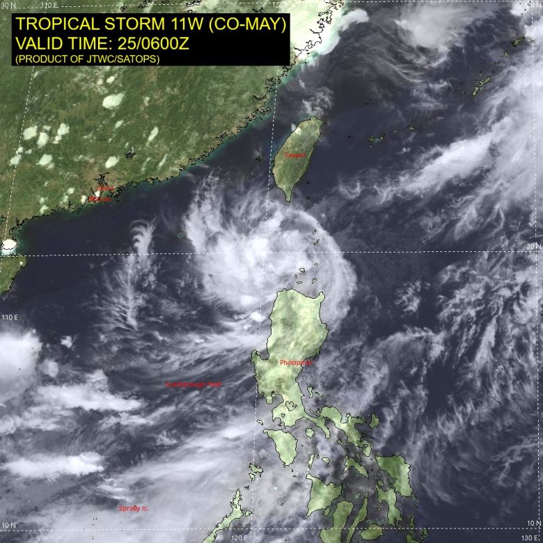 Imagem de sat�lite mostra nuvens carregadas da tempestade Co-may em territ�rio filipino dia 25. Cr�dito: JTWC 