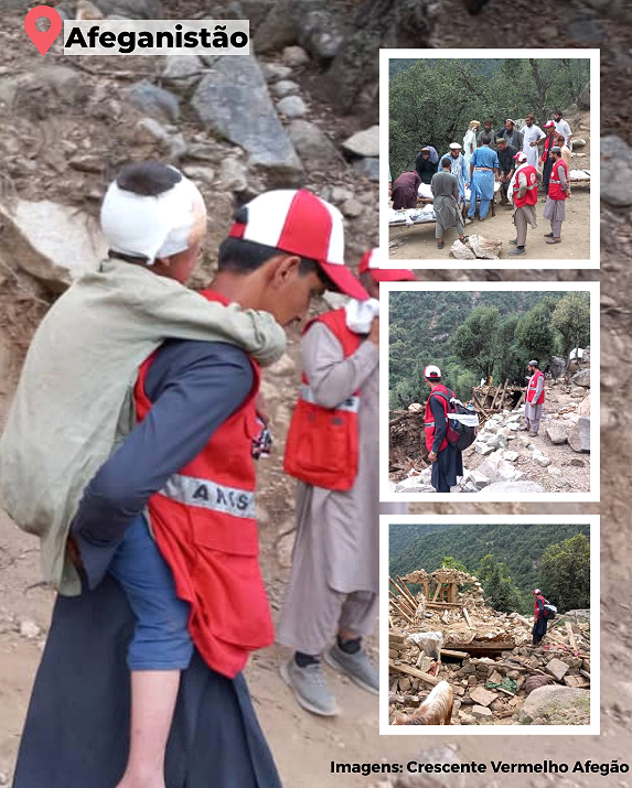 Equipes de resgate trabalham nas �reas atingidas pelo forte sismo do domingo. Cr�dito: Divulga��o Comit� Internacional da Cruz Vermelha no Afeganist�o