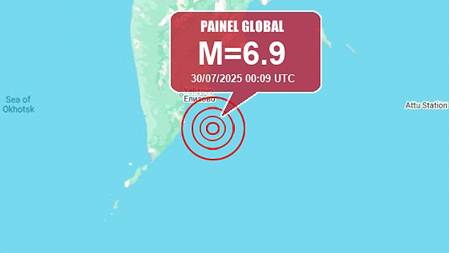 Uma r�plica de 6.9 magnitudes ocorreu no dia 30 de julho na regi�o do epicentro. Cr�dito: Painel Global/GoogleMaps<BR>