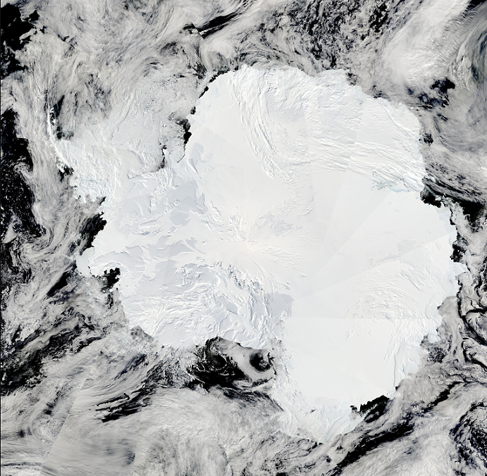 Imagem ilustrativa. Continente ant�rtico capturado pelo sat�lite Aqua em 2009. Cr�dito: NASA