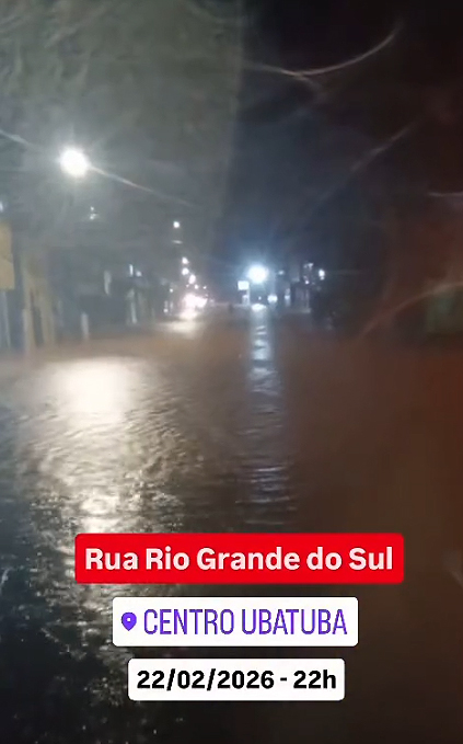 Ubatuba foi fortemente atingida pelas chuvas intensas no fim de semana. Cr�dito: reprodu��o/divulga��o via Threads @tvubatuba