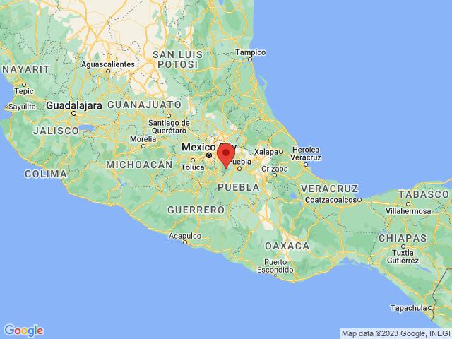 Localização do vulcão Popocatepetl